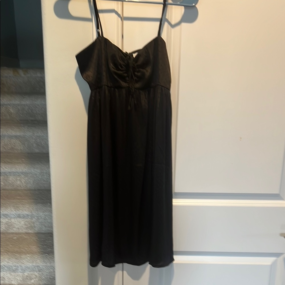 Sleek Black Satin Mini Dress